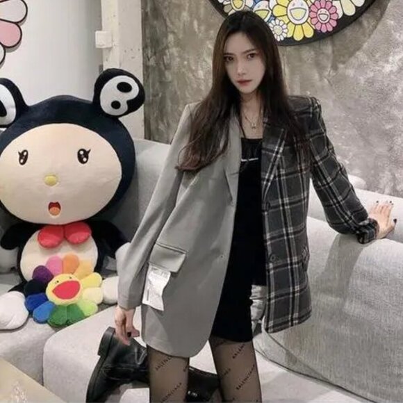 13De Marzo Plaid Blazer Jacket Grey - Picture 2 of 16